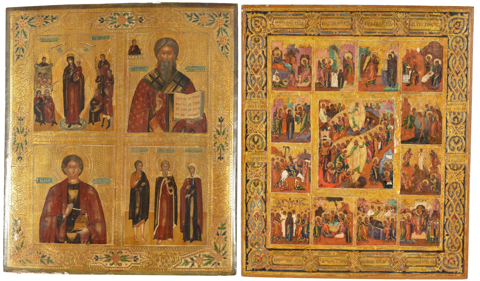 2 icons. Russia. 19th century. Scenes of the Resurrection of Christ and a scene of the Hagiophary of (1 of 9)