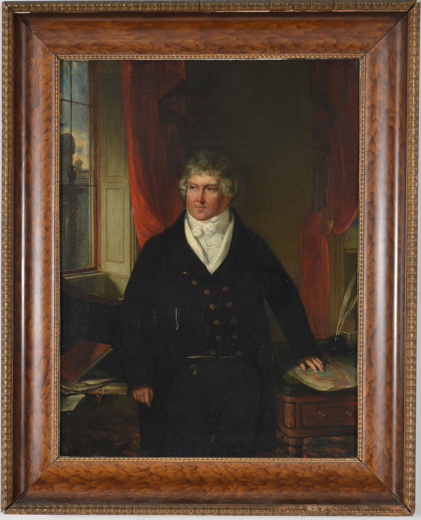 19th century English regency portrait of an architect or engineer from London? Standing figure by a (1 of 9)