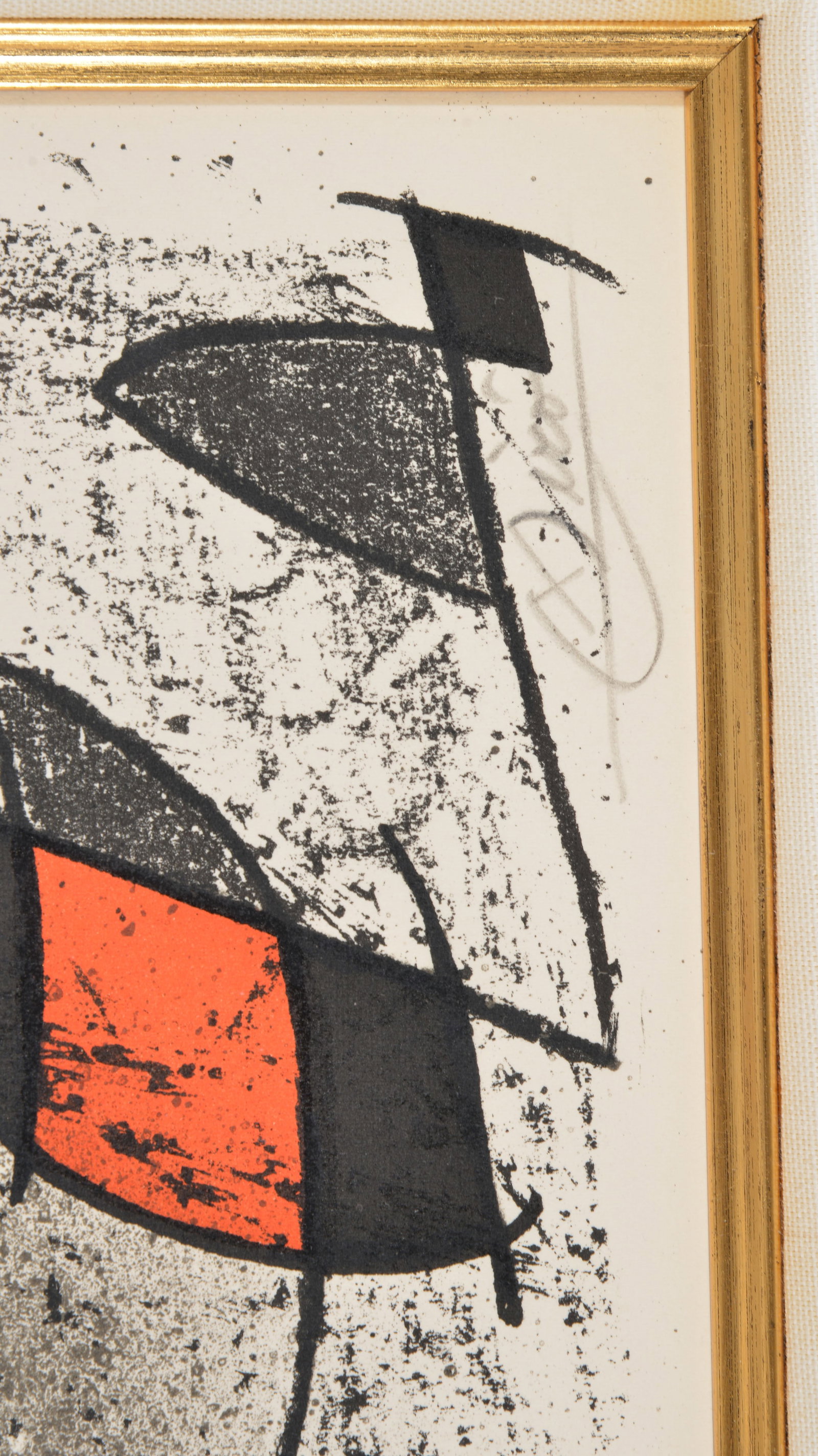 Joan Miro. "A L'encre II". Color lithograph. Hand signed in pencil lower right. Framed under glass. - 7