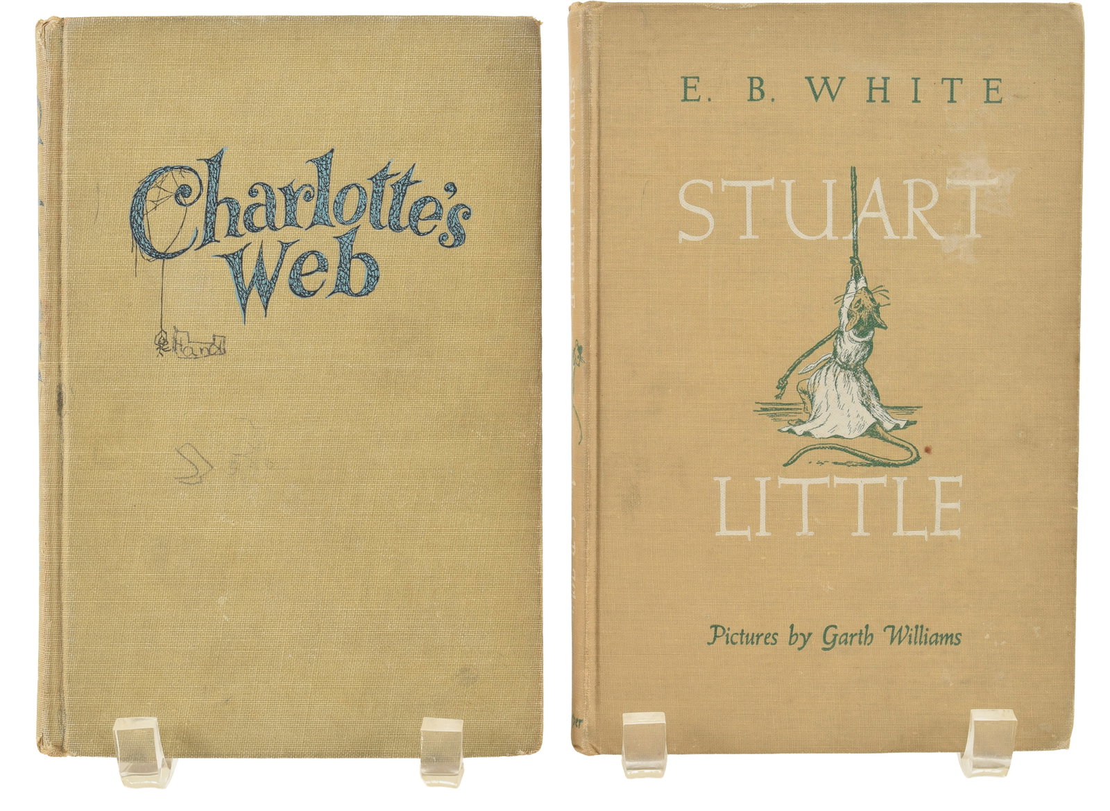 E.B. White first edition books. 1) Charlotte's Web. New York: Harper & Brothers, publishers.: E.B. White first edition books. 1) Charlotte's Web. New York: Harper & Brothers, publishers. Copyright 1952. First Edition, "I-B". Children's doodles on cover, end papers, and half title. Lacking dust