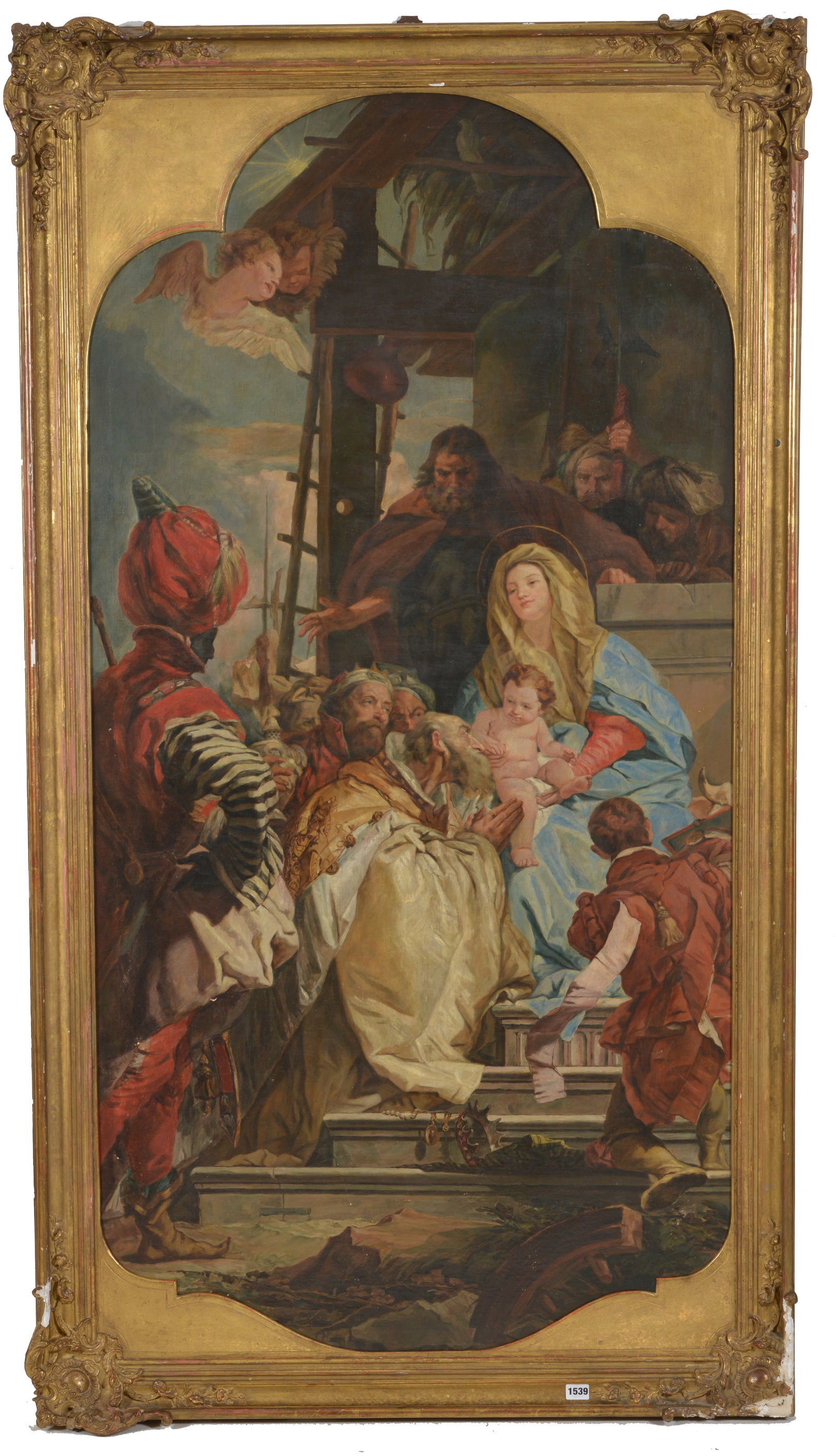 After Giovanni Tiepolo, circa 1900. Adoration of the Magi. Oil on canvas. Nicely framed with (1 of 11)