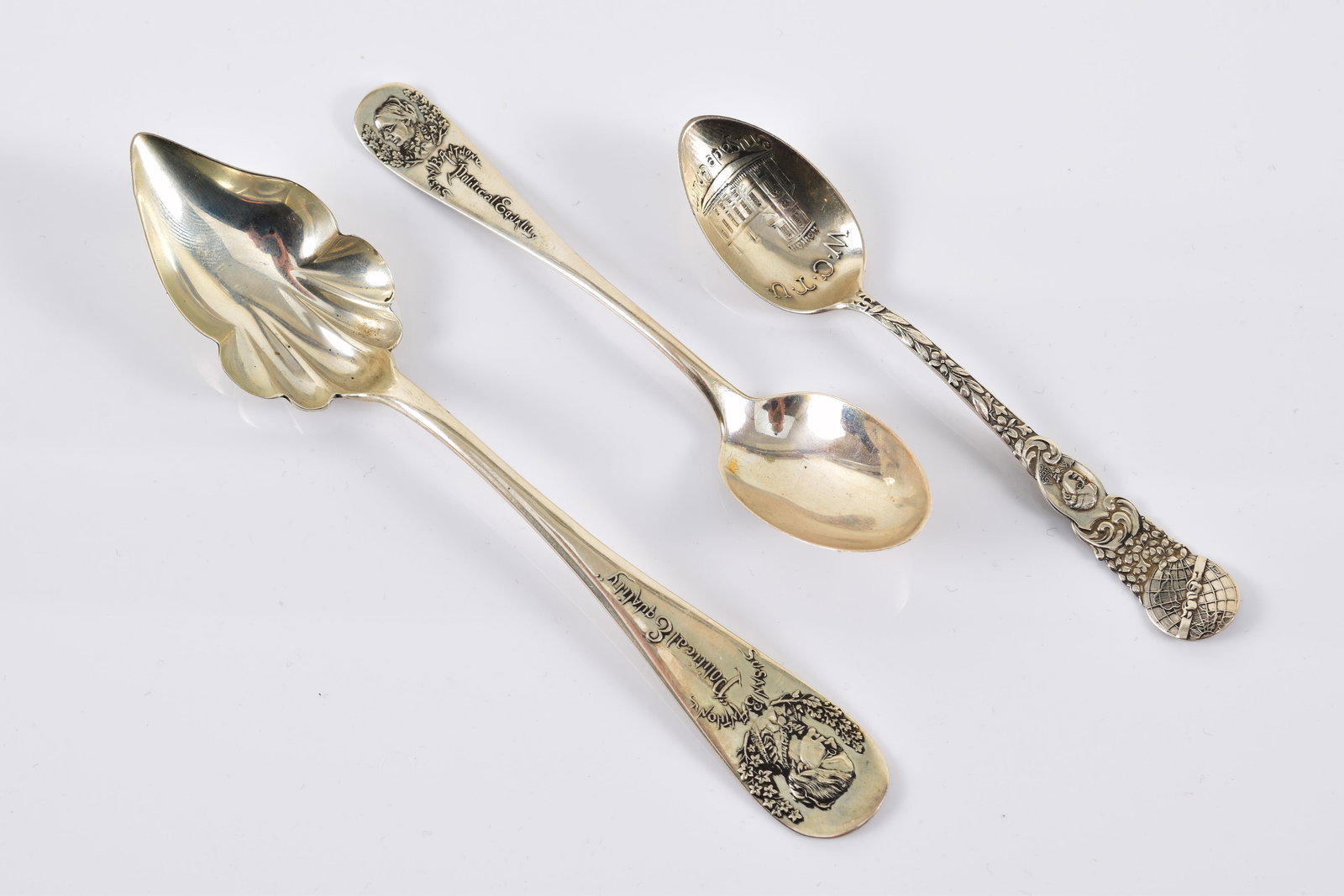 Susan B. Anthony women's suffrage and temperance movement sterling silver spoons. 1) "Susan B.: Susan B. Anthony women's suffrage and temperance movement sterling silver spoons. 1) "Susan B. Anthony Political Equity" demitasse spoon and spoon with shaped bowl. Relief portrait of Anthony on handl