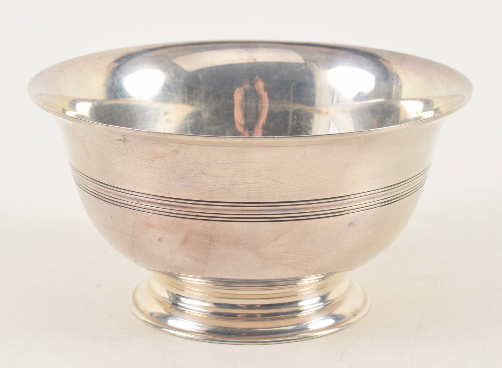 Tiffany & Co, sterling silver footed bowl with banded decoration. Marked 18203 and 9733. Height 3 (1 of 6)
