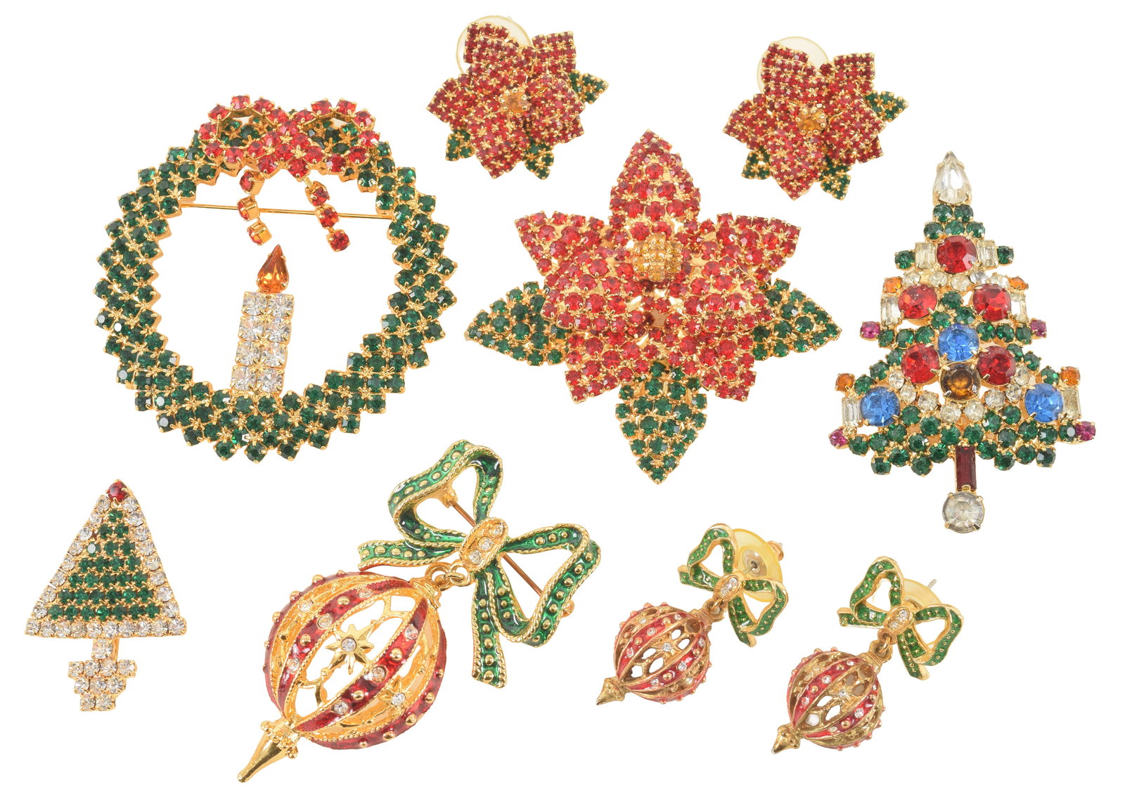 Assortment of vintage Christmas themed costume jewelry. (1 of 8)