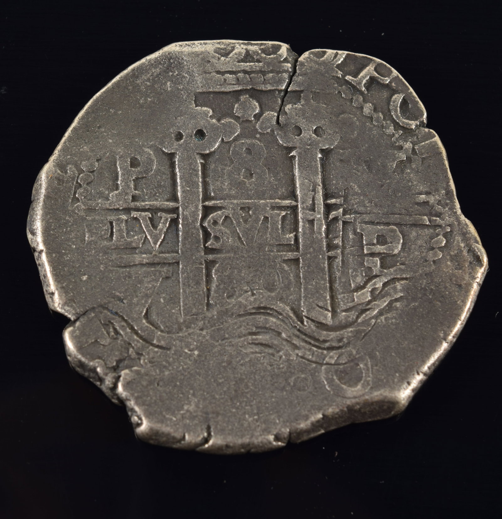 1680 Spanish Colonial silver Bolivia 8 reales. Heavily worn at edges. 38.3mm diameter. 25 grams. (1 of 2)