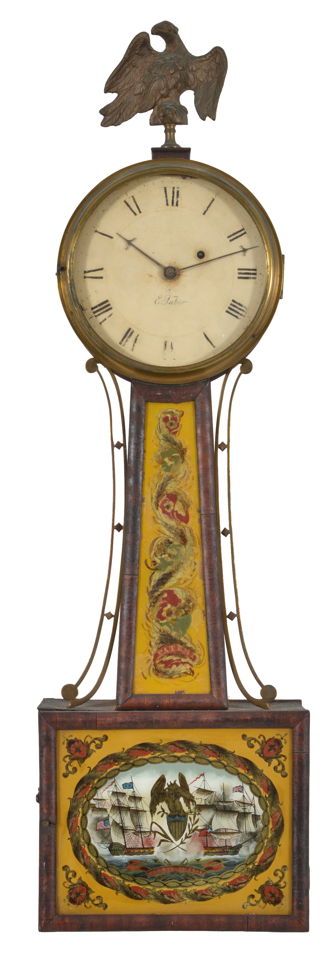 Elnathan Taber banjo clock with half round moldings and a patriotic image of Perry's Victory, circa (1 of 12)