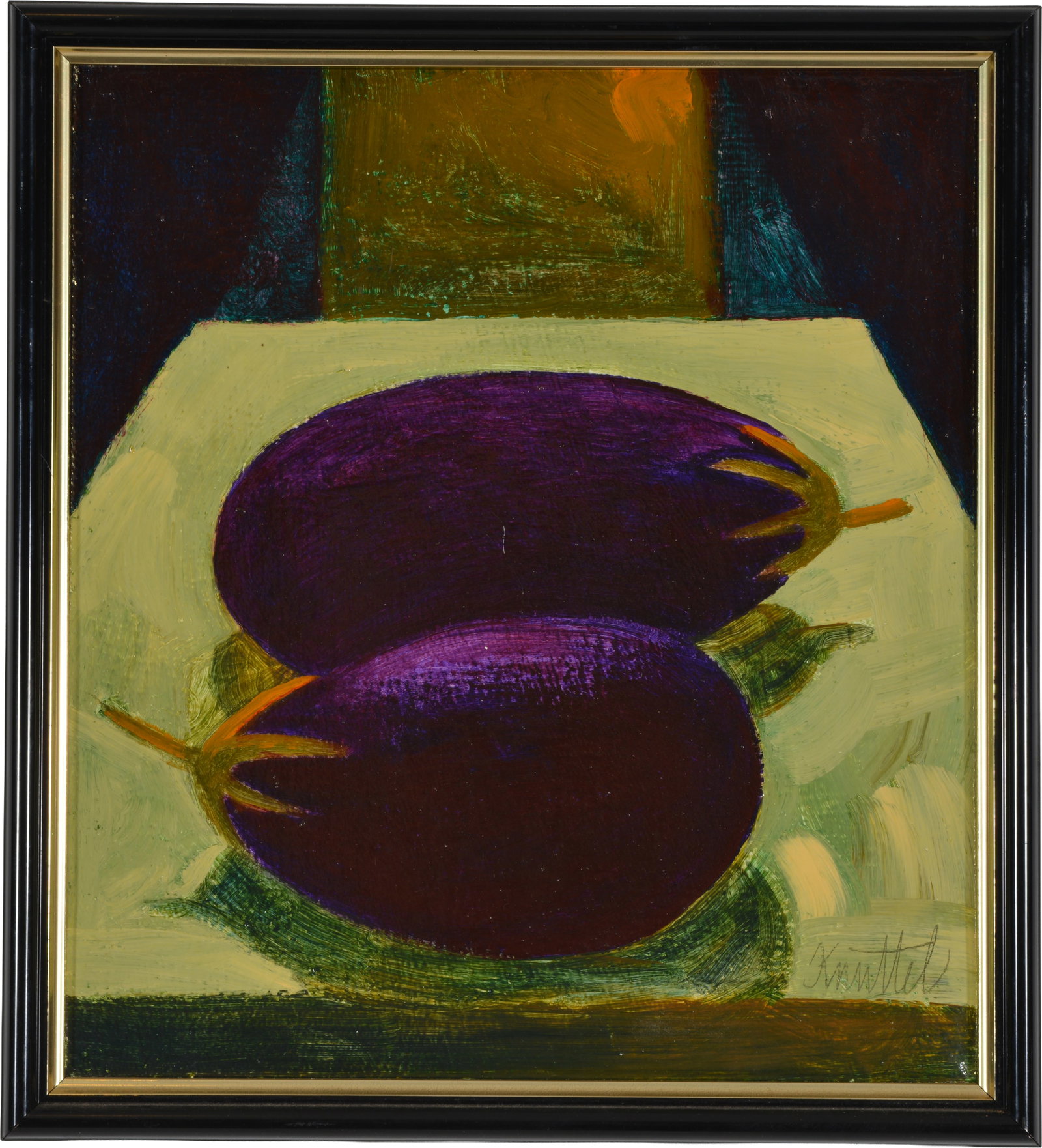Graham Knuttel (1954-2023). Ireland. Still life with aubergines. Oil on canvas. Signed lower right. (1 of 7)
