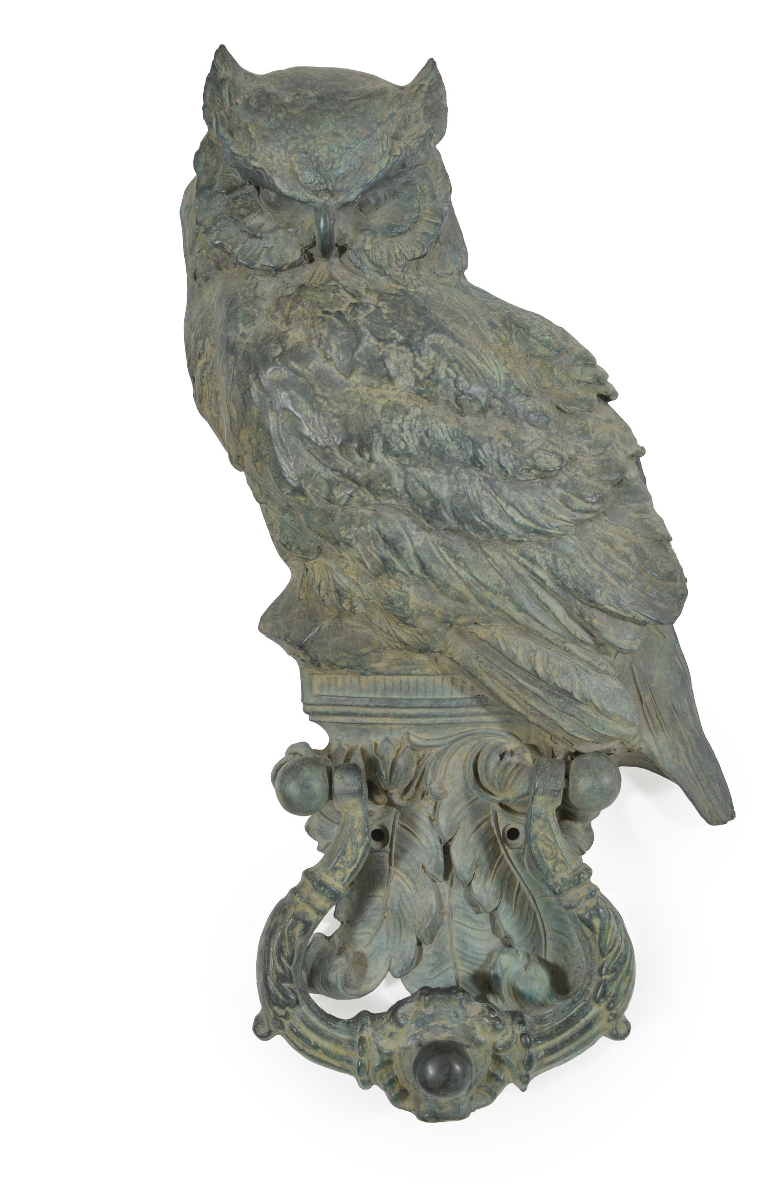 Attributed to Sandy Scott. American 20th Century. Patinated bronze owl form door knocker. Height 17 (1 of 9)