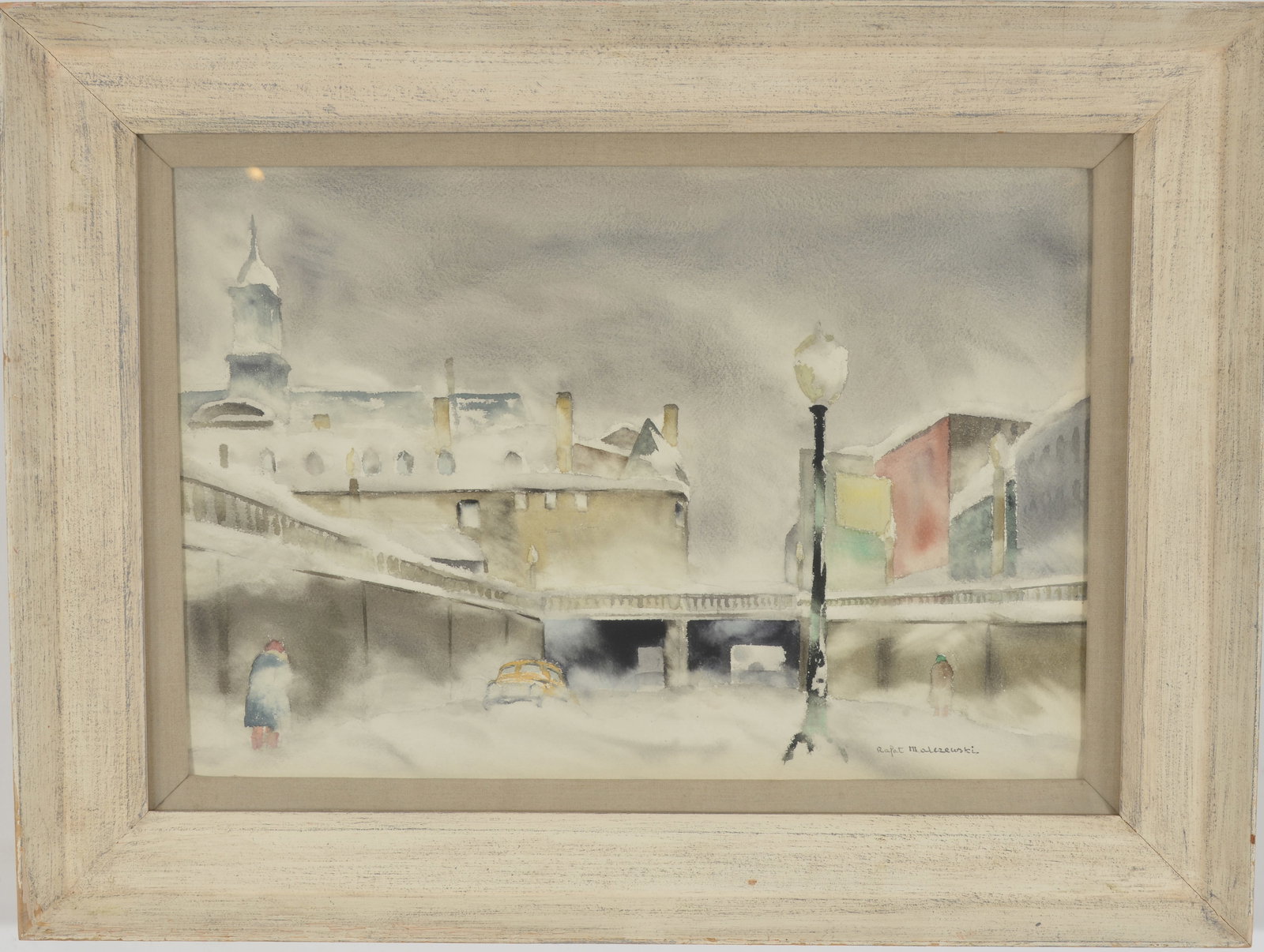 Rafal Malczewski, Poland/Canada 1892-1965. Winter city scape. Mixed media on paper. Signed lower (1 of 9)