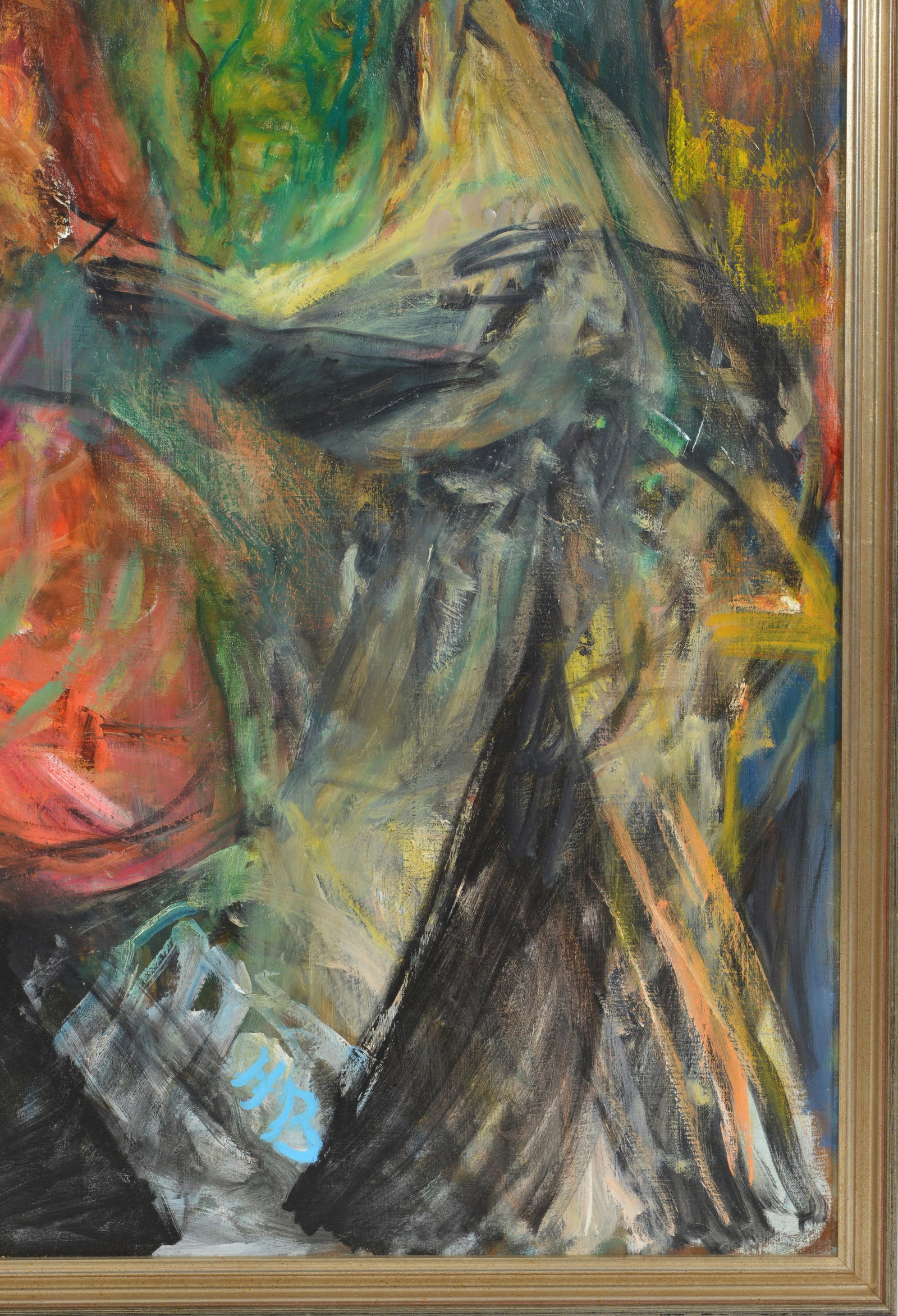 Hyman Bloom. "Rabbi with Torah". Oil and marker on canvas. Signed with initials "HB" lower center. - 5