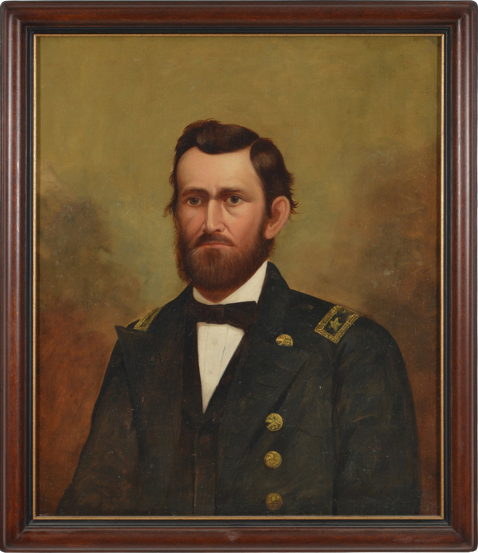 19th century portrait of Ulysses S. Grant in uniform. American school. Oil on canvas. Relined. (1 of 5)