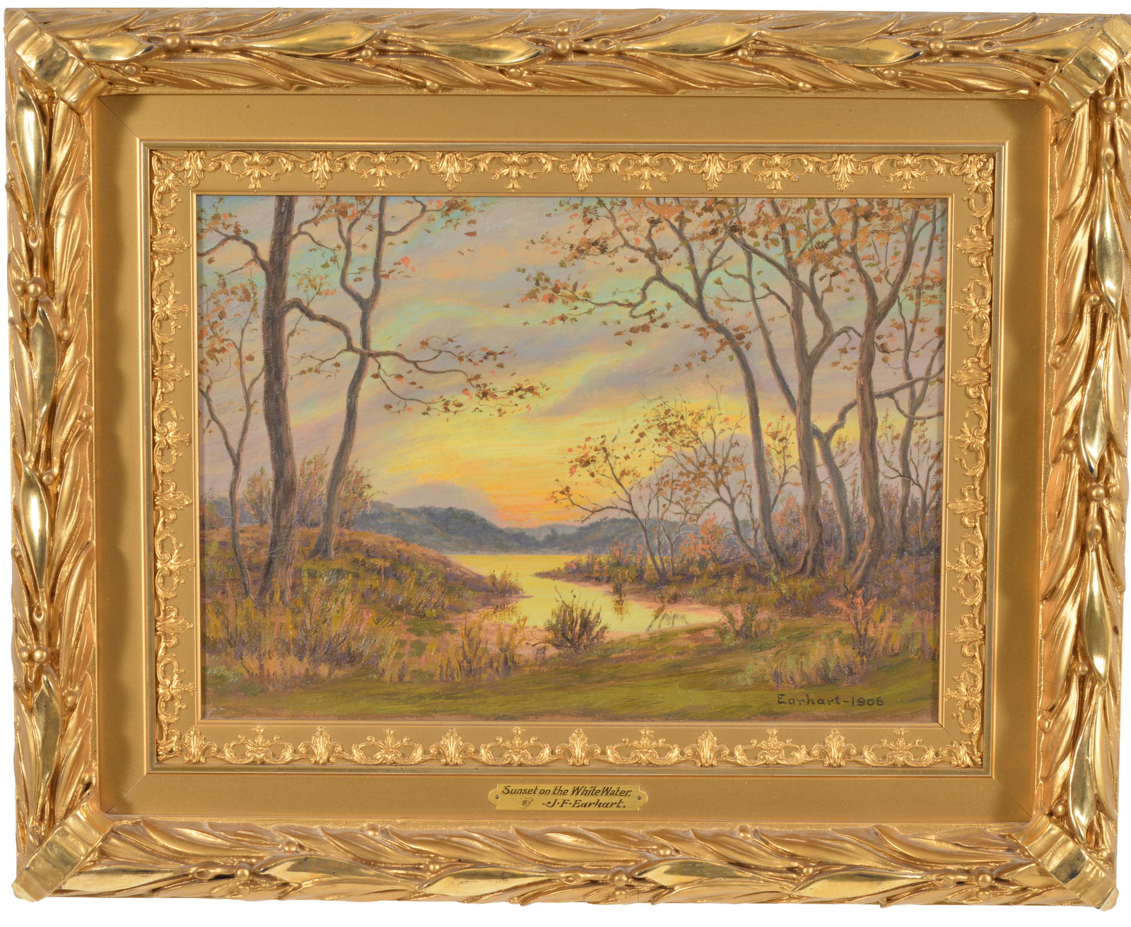 John Earhart. Ohio. 1906. "Sunset on the White Water". Late autumn landscape with sunset over (1 of 9)