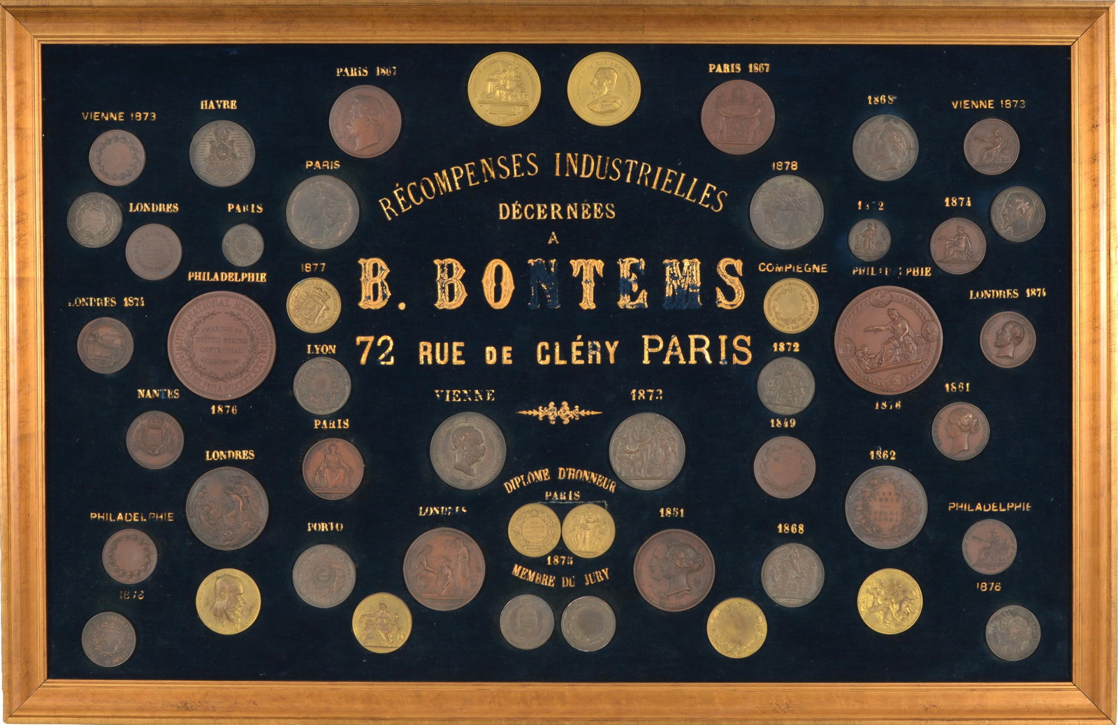 [Automatons] 19th century collection of industrial awards given to Blaise Bontems from various: [Automatons] 19th century collection of industrial awards given to Blaise Bontems from various international fairs and expositions. Bontems was a known French craftsman designing and manufacturing aut