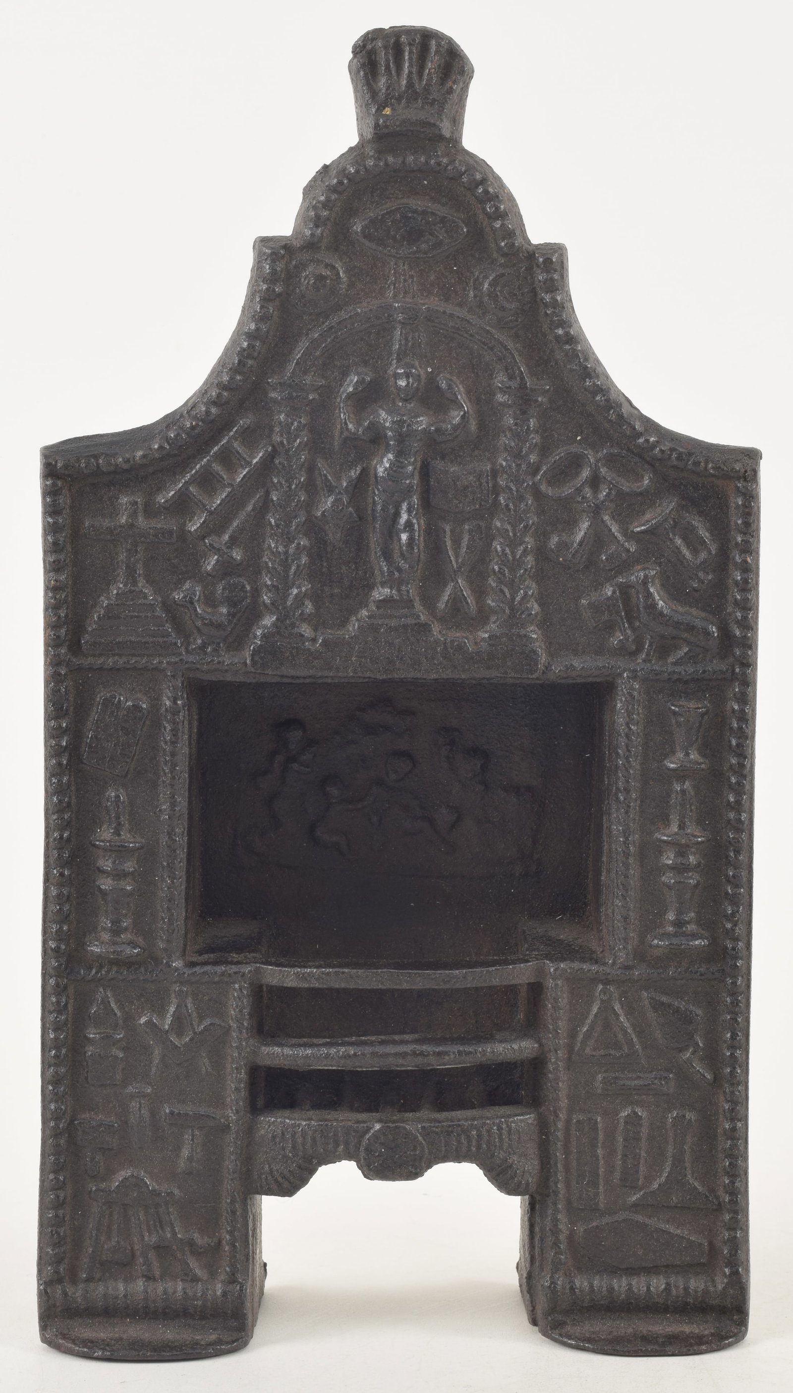 19th century cast iron Masonic ceremonial object. Relief decoration of symbols from Freemasonry, (1 of 11)