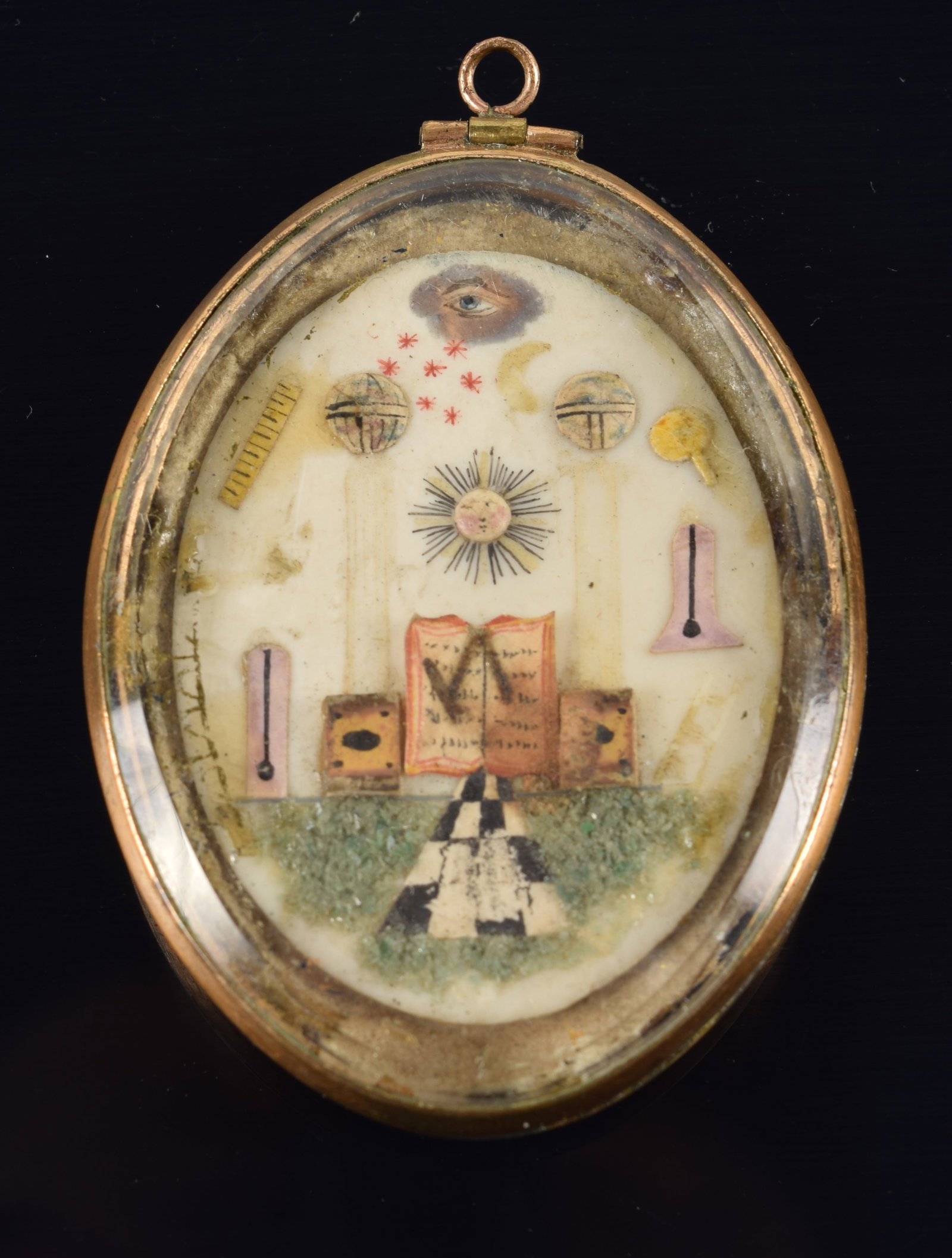 Masonic prisoner of war jewel, circa 1810. 2 x 1 1/2 in. (1 of 4)