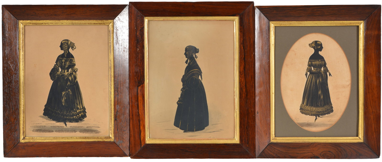 3 Frederick Frith mid-19th Century framed silhouettes, signed and one dated 1840. Nice period walnut (1 of 8)