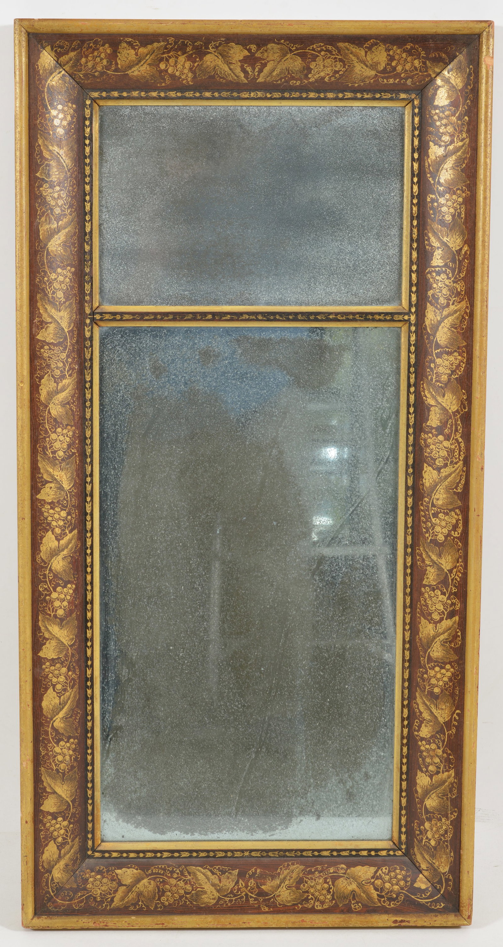 Federal stencil decorated mirror, circa 1820. (1 of 4)