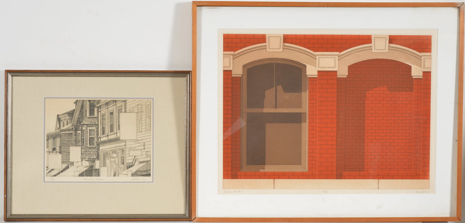 2 Prints, an aquatint by Hugh Kepets, signed and titled "Hudson St I" 52/65 and an etching by Scott (1 of 5)