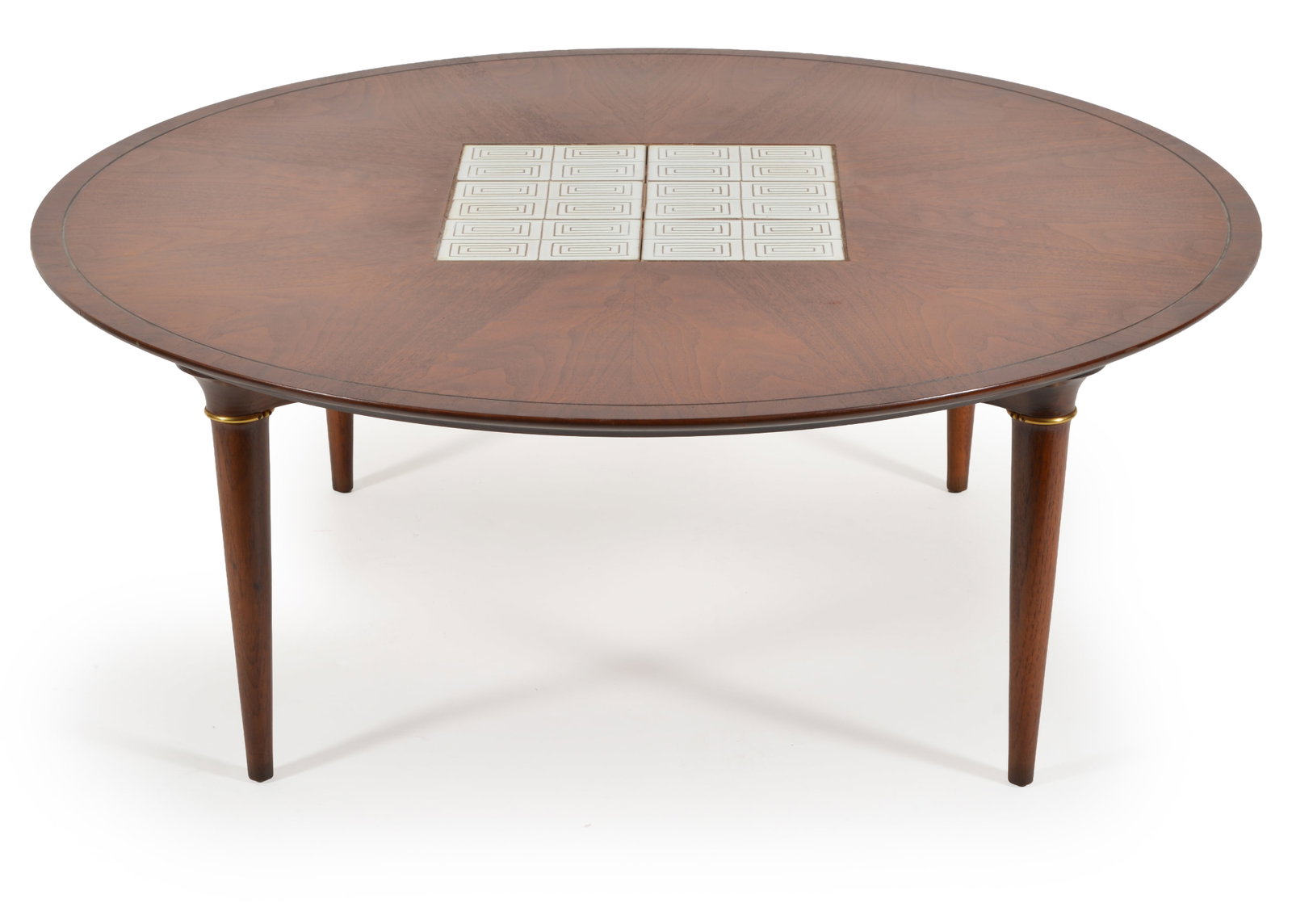 Mid-Century-Modern round coffee table with tile insert, Cosmopolitan line by Lane Furniture. One til (1 of 5)
