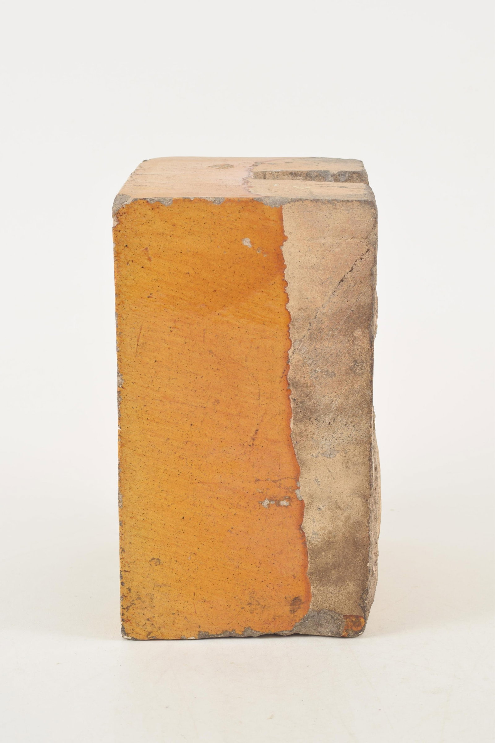 Chinese Ming period sancai glazed architectural stoneware element. Partially finished sides and top. - 3