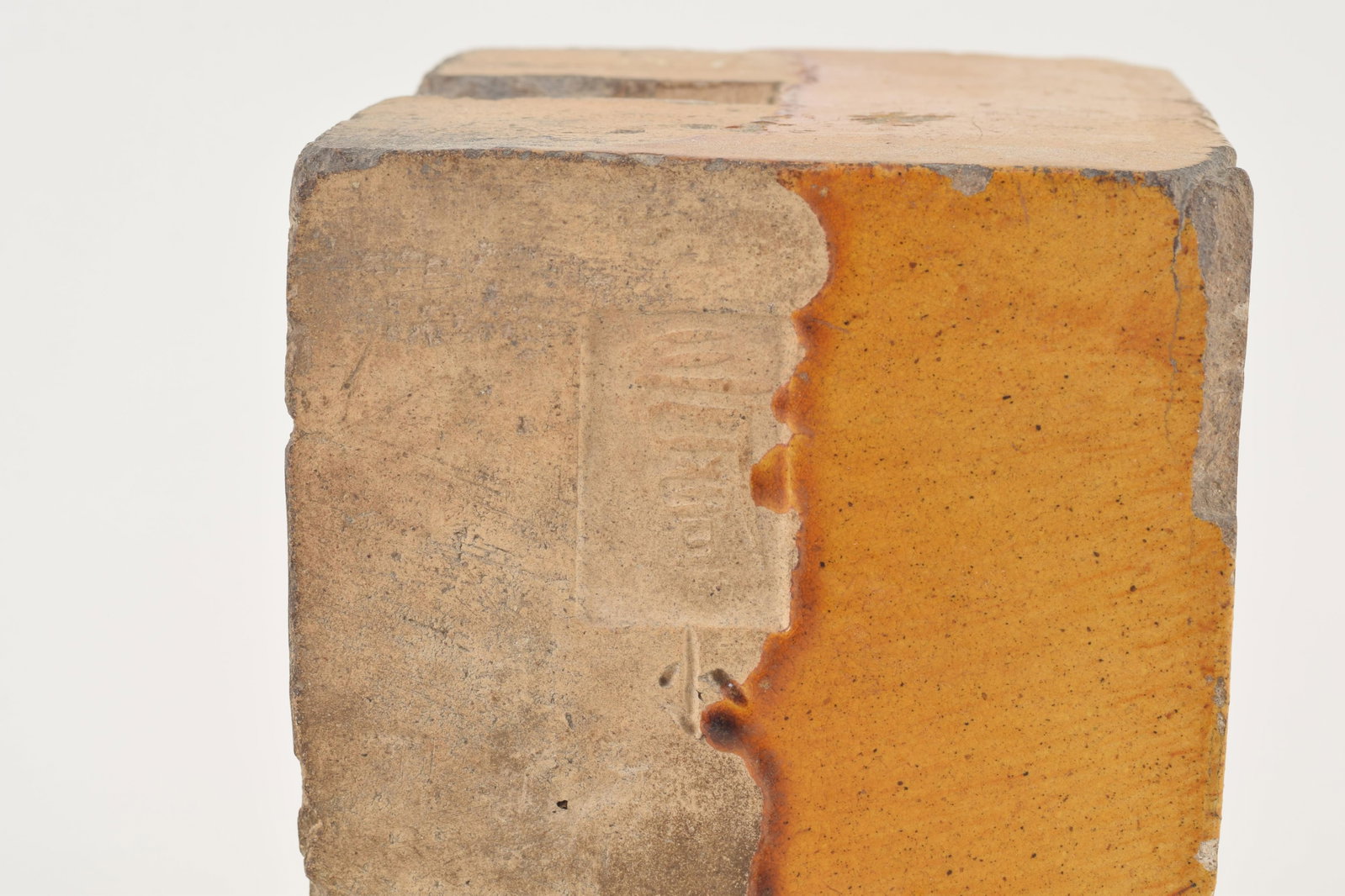 Chinese Ming period sancai glazed architectural stoneware element. Partially finished sides and top. - 6