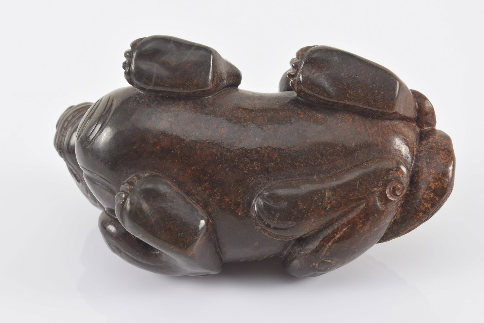 Jade luodan. China. Ming period (1368-1644). Fitted cloth stand. 4.25 x 2.5in of luodan. - 6