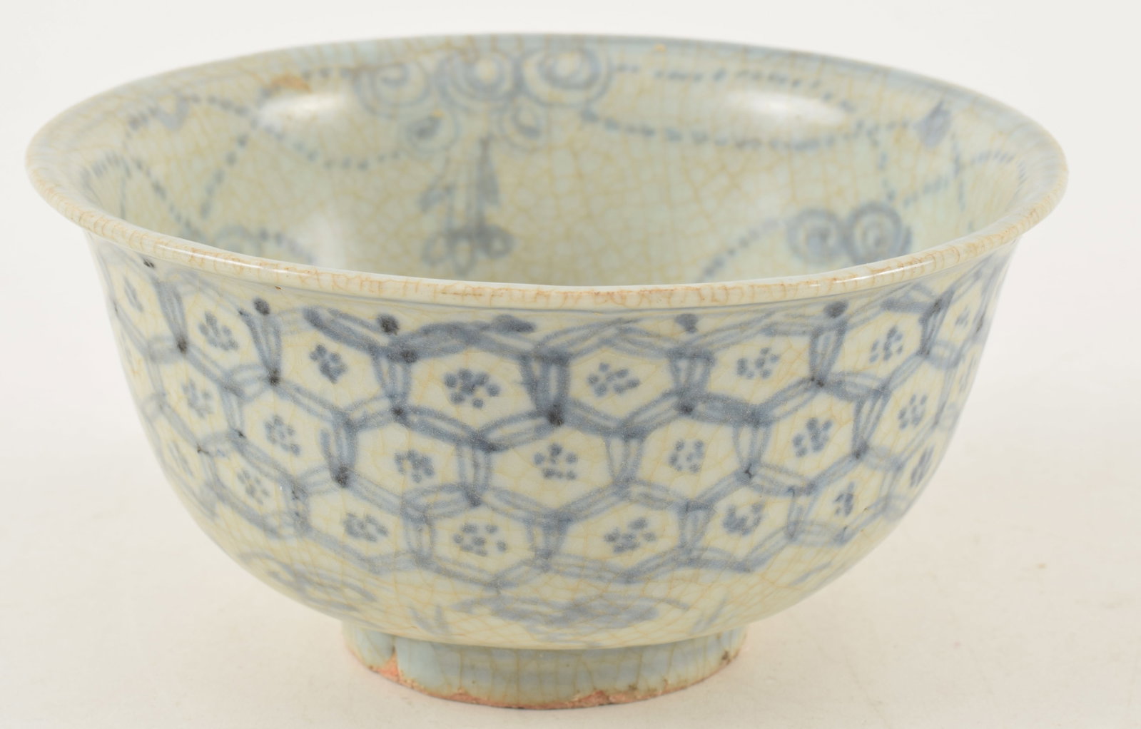 Porcelain bowl. China. Ming period. (1368-1644). Underglaze blue brocade decoration. 5.75 x 3.25in. (1 of 5)