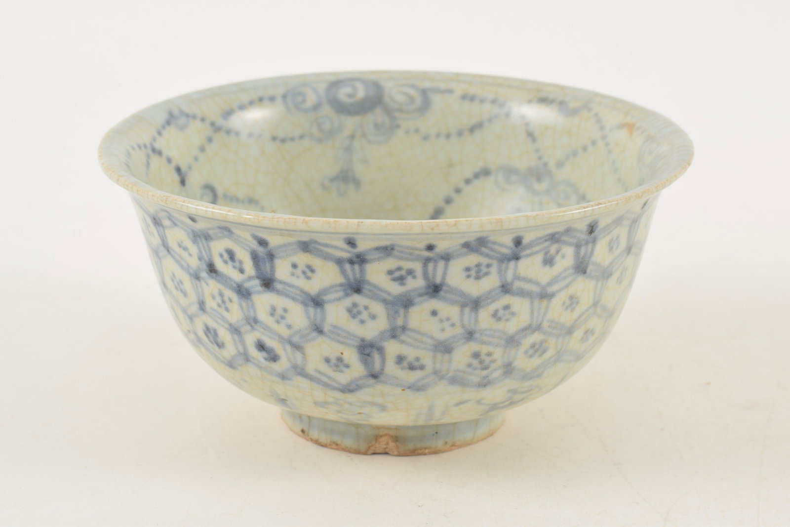 Porcelain bowl. China. Ming period. (1368-1644). Underglaze blue brocade decoration. 5.75 x 3.25in. - 2