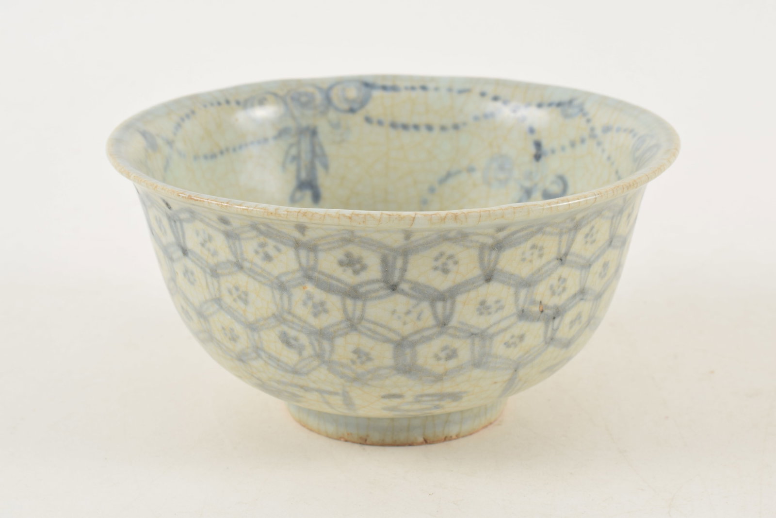Porcelain bowl. China. Ming period. (1368-1644). Underglaze blue brocade decoration. 5.75 x 3.25in. - 3