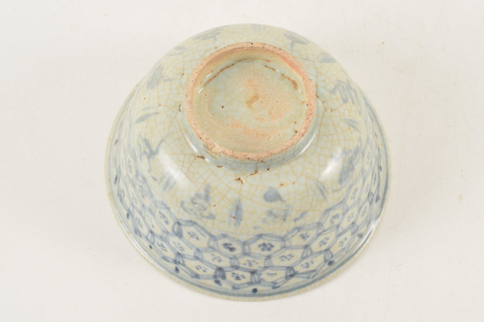 Porcelain bowl. China. Ming period. (1368-1644). Underglaze blue brocade decoration. 5.75 x 3.25in. - 5