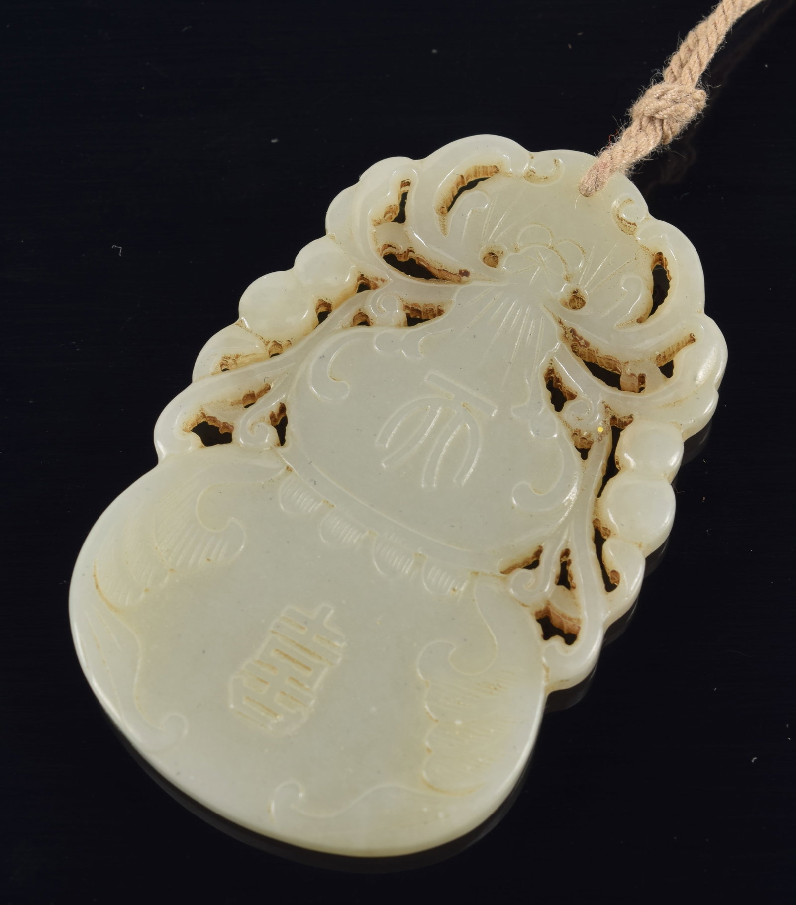 Jade pendant. China. 19th century. Double gourd form. 2.25in. (1 of 6)