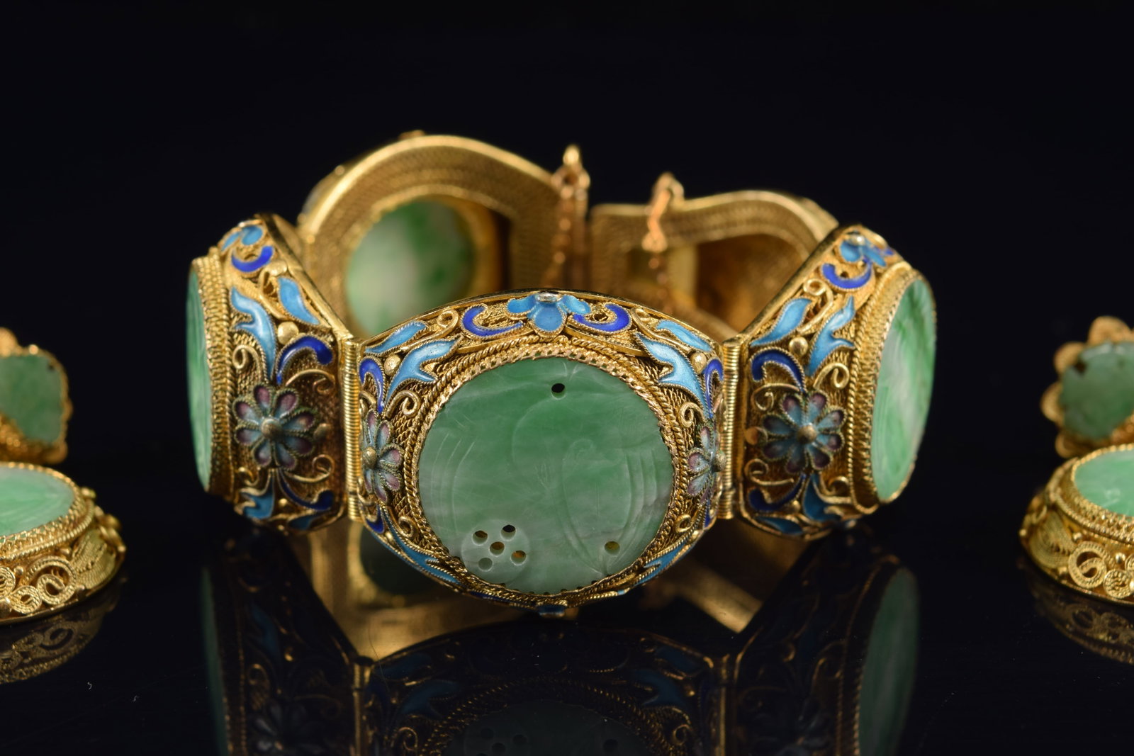 silver gilt bracelet and earrings - 2