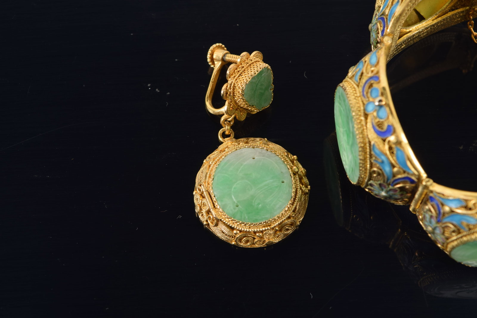 silver gilt bracelet and earrings - 3
