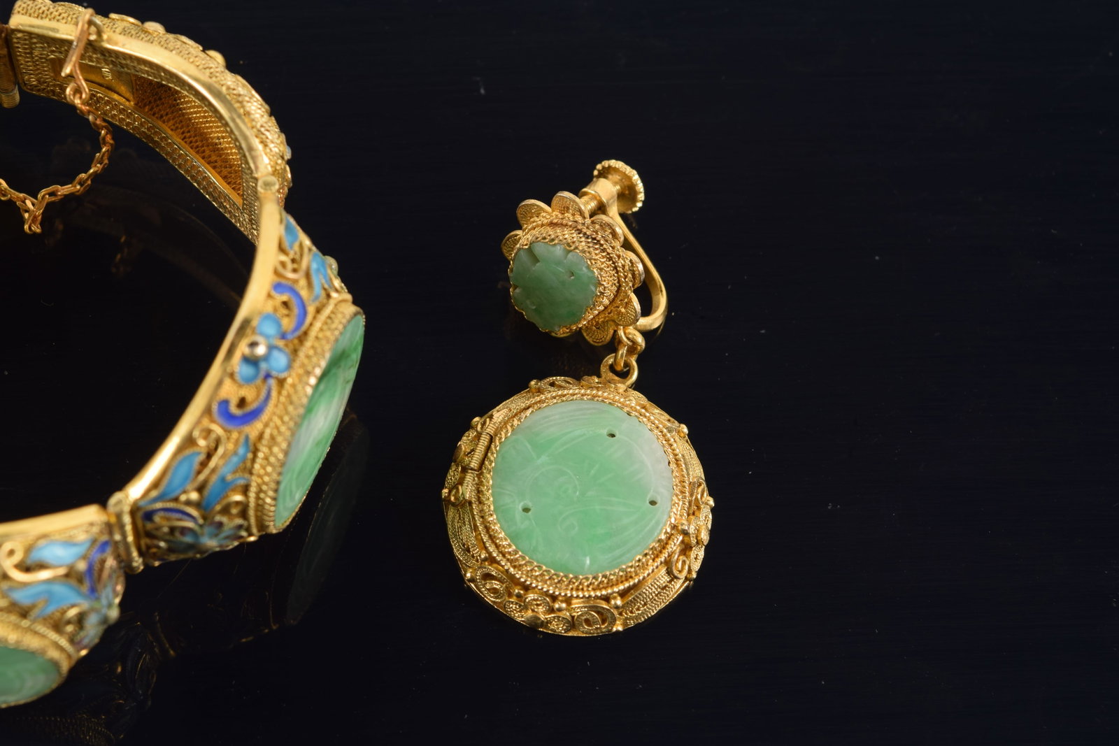 silver gilt bracelet and earrings - 4