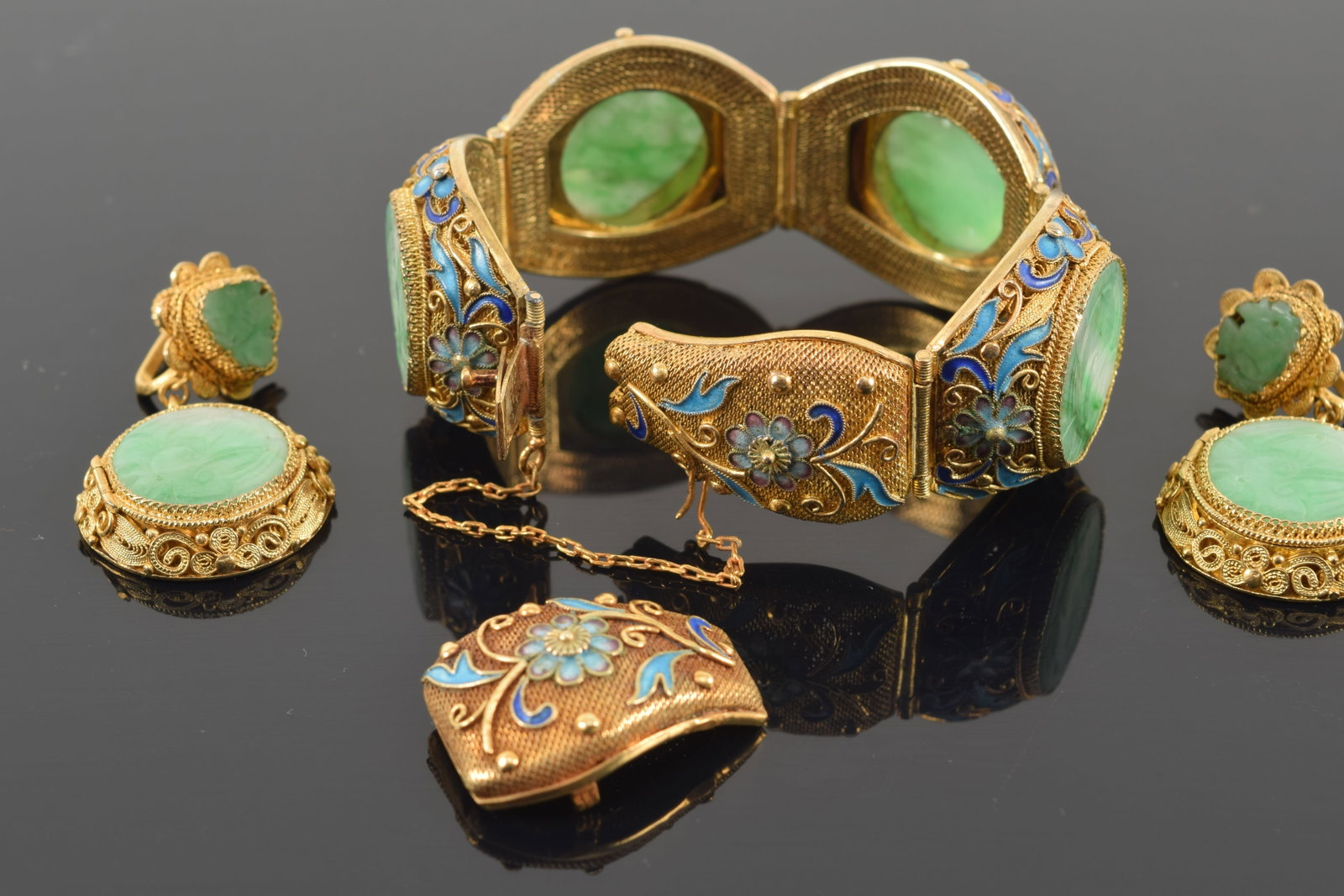 silver gilt bracelet and earrings - 5