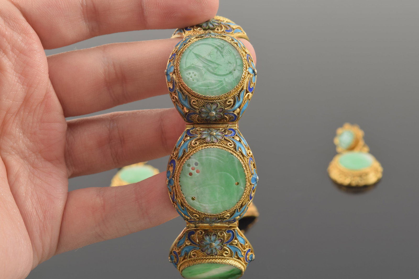silver gilt bracelet and earrings - 6