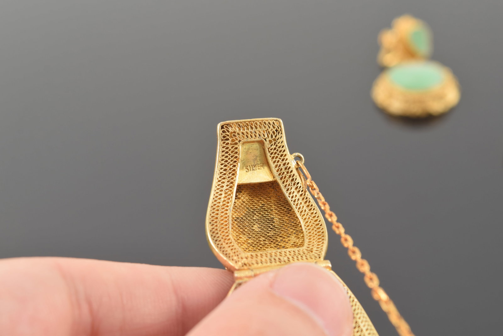 silver gilt bracelet and earrings - 8