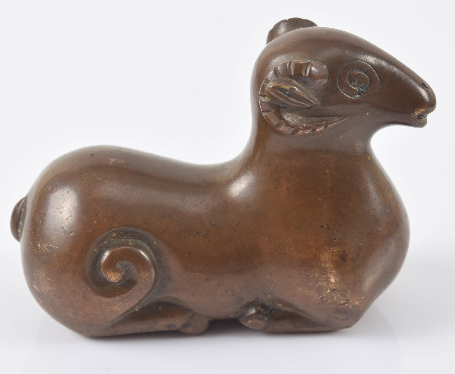 Bronze ram tally. China. 18th century or earlier. 2.5in length.: Bronze ram tally. China. 18th century or earlier. 2.5in length.