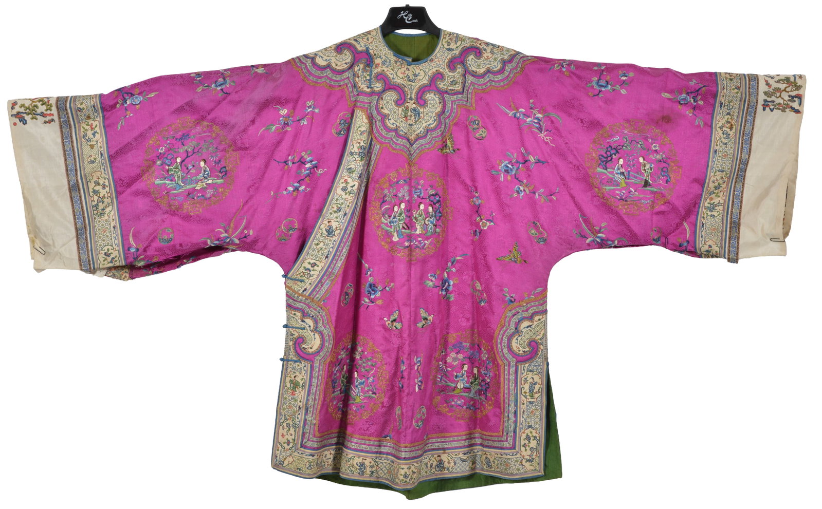 19th century Chinese persimmon ground child's Imperial silk embroidered dragon robe. 8 large and 4 (1 of 20)