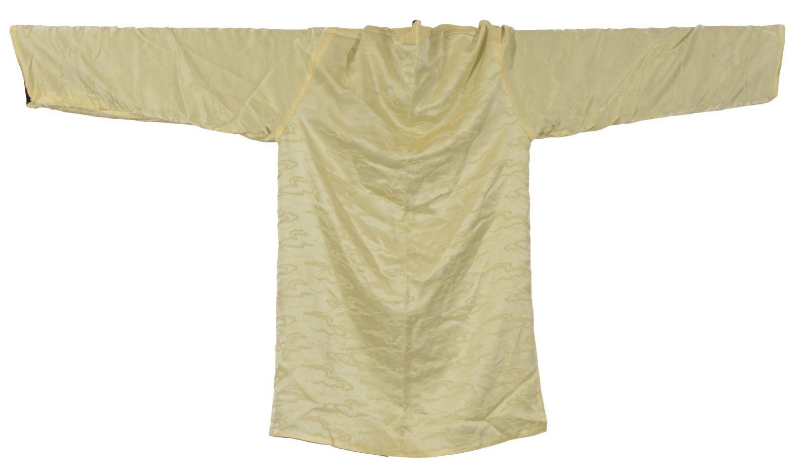 19th/20th century fine woven Chinese silk robe. Outer transparent black woven material with Chinese - 11