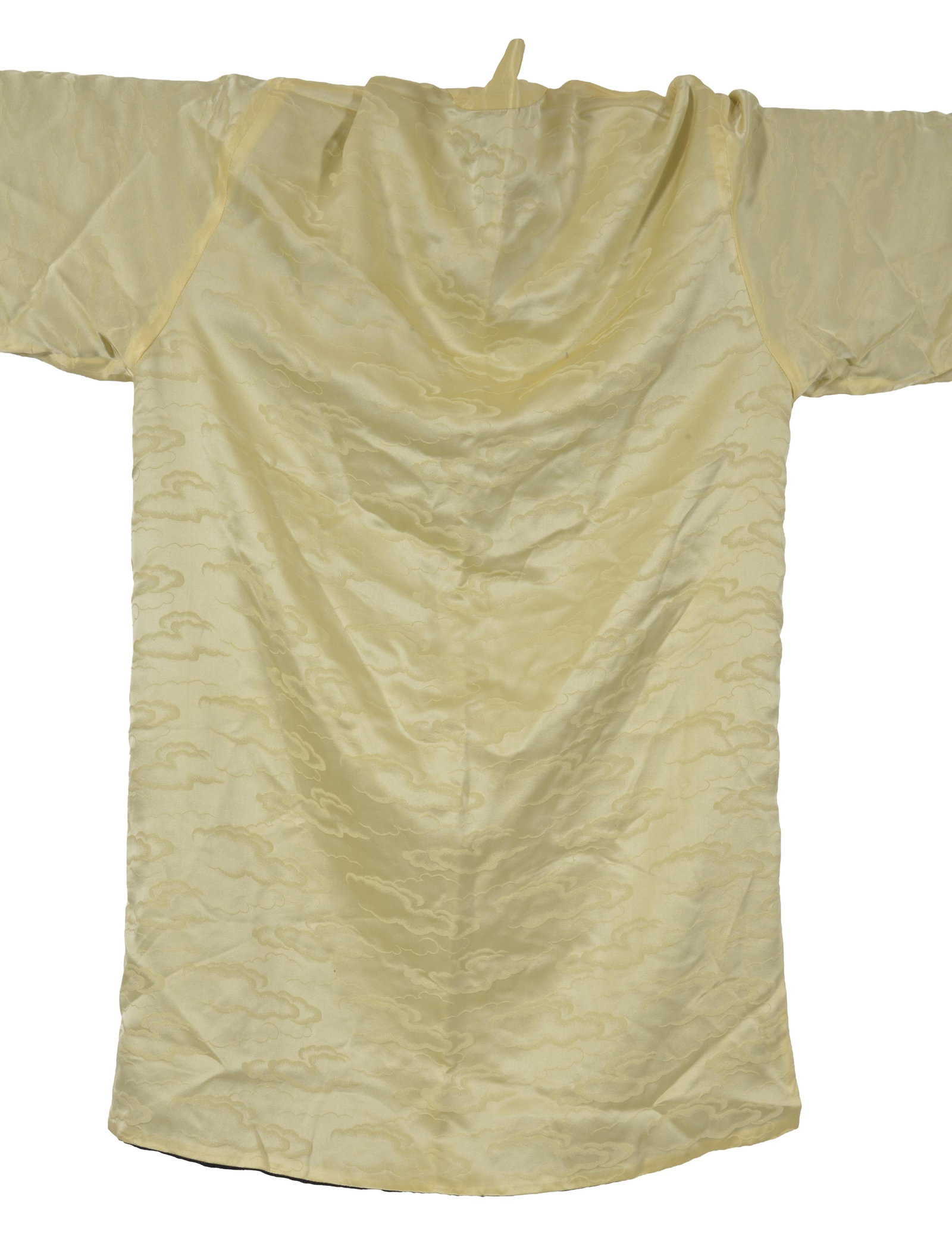 19th/20th century fine woven Chinese silk robe. Outer transparent black woven material with Chinese - 12
