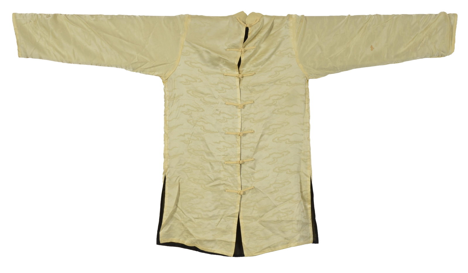 19th/20th century fine woven Chinese silk robe. Outer transparent black woven material with Chinese - 5