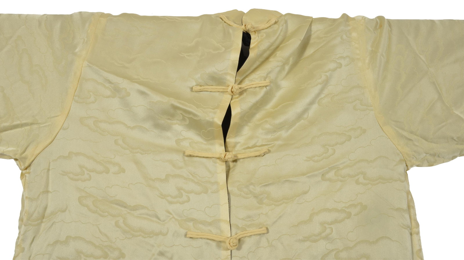 19th/20th century fine woven Chinese silk robe. Outer transparent black woven material with Chinese - 8