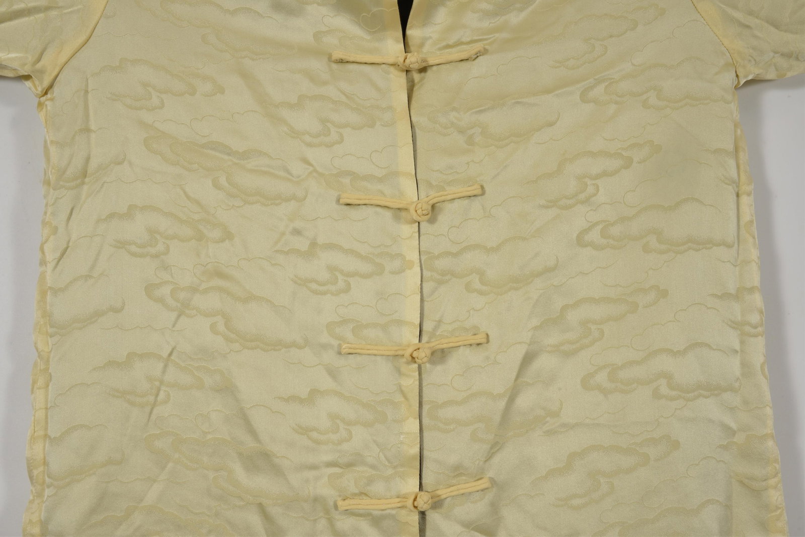 19th/20th century fine woven Chinese silk robe. Outer transparent black woven material with Chinese - 9