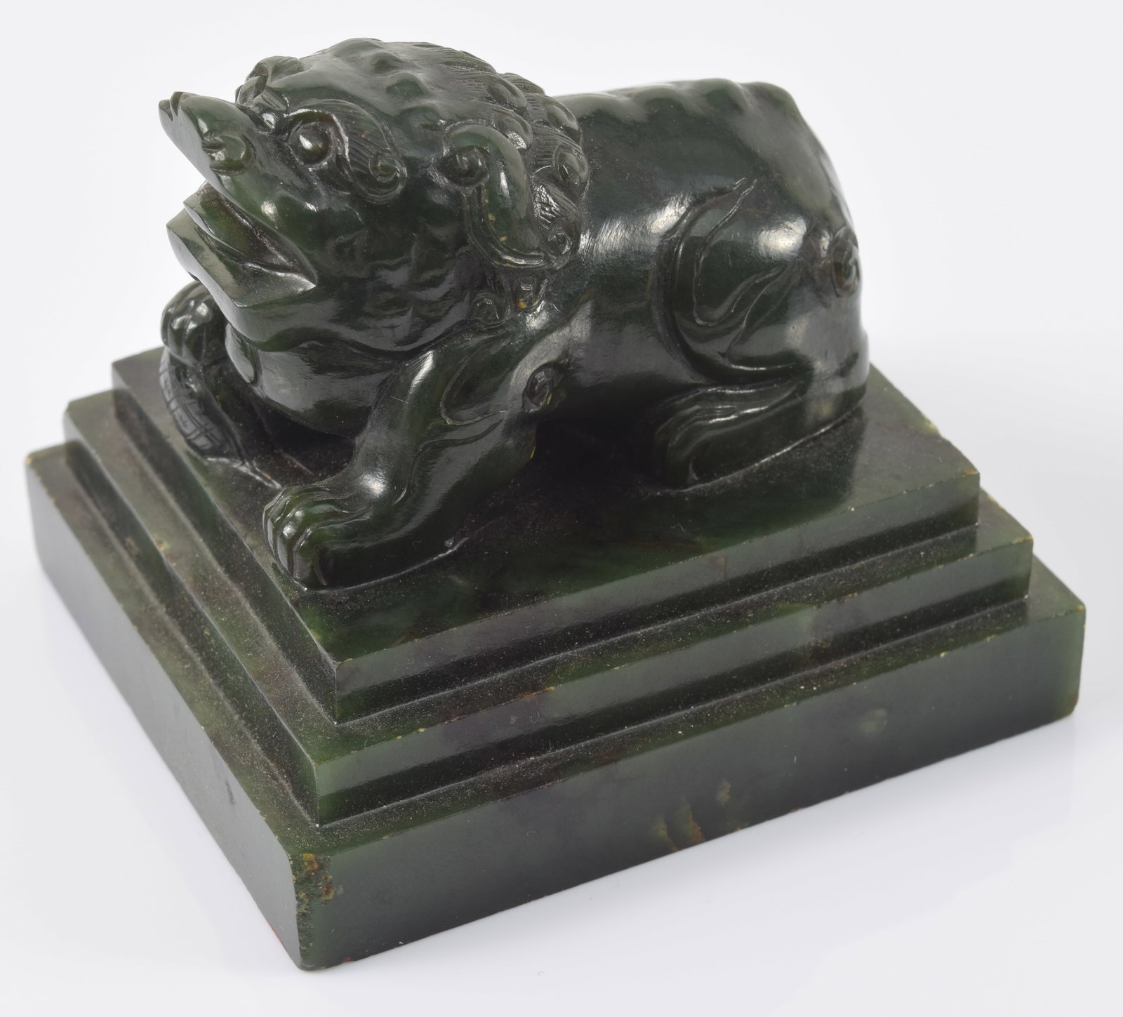 Dark green jade seal. China. 19th/20th century. 3in high. (1 of 6)
