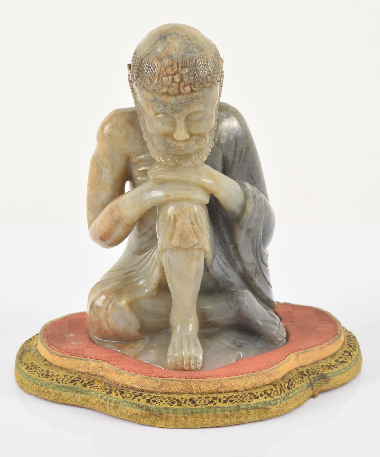 Jade Luo Han. China. Early 20th century. Grey colored stone. Highly translucent. (1 of 6)