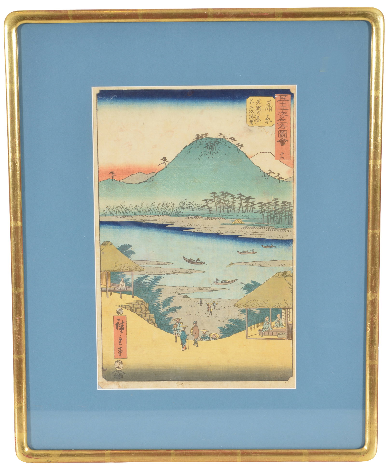 Utagawa Hiroshige. Japanese color woodblock print. Kanbara: View of the Fuji River from Iwabuchi (1 of 14)