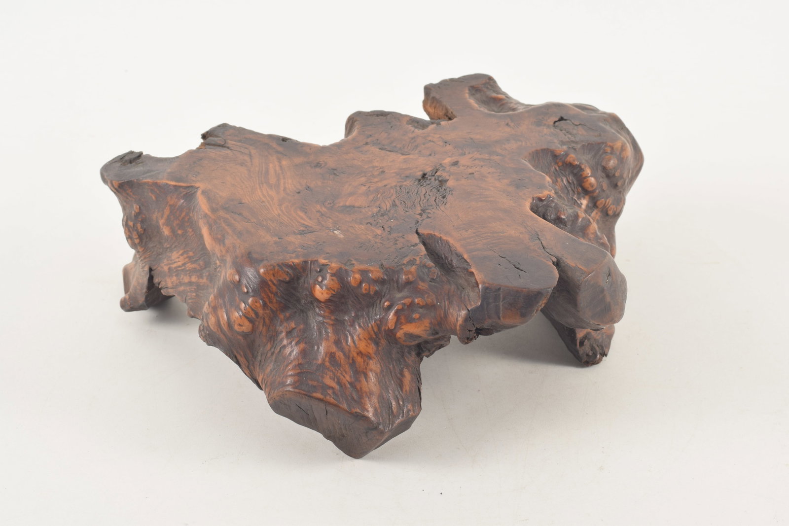 Burlwood stand. Japan. Early 20th century. 10 x 10 x 3.5in. (1 of 5)