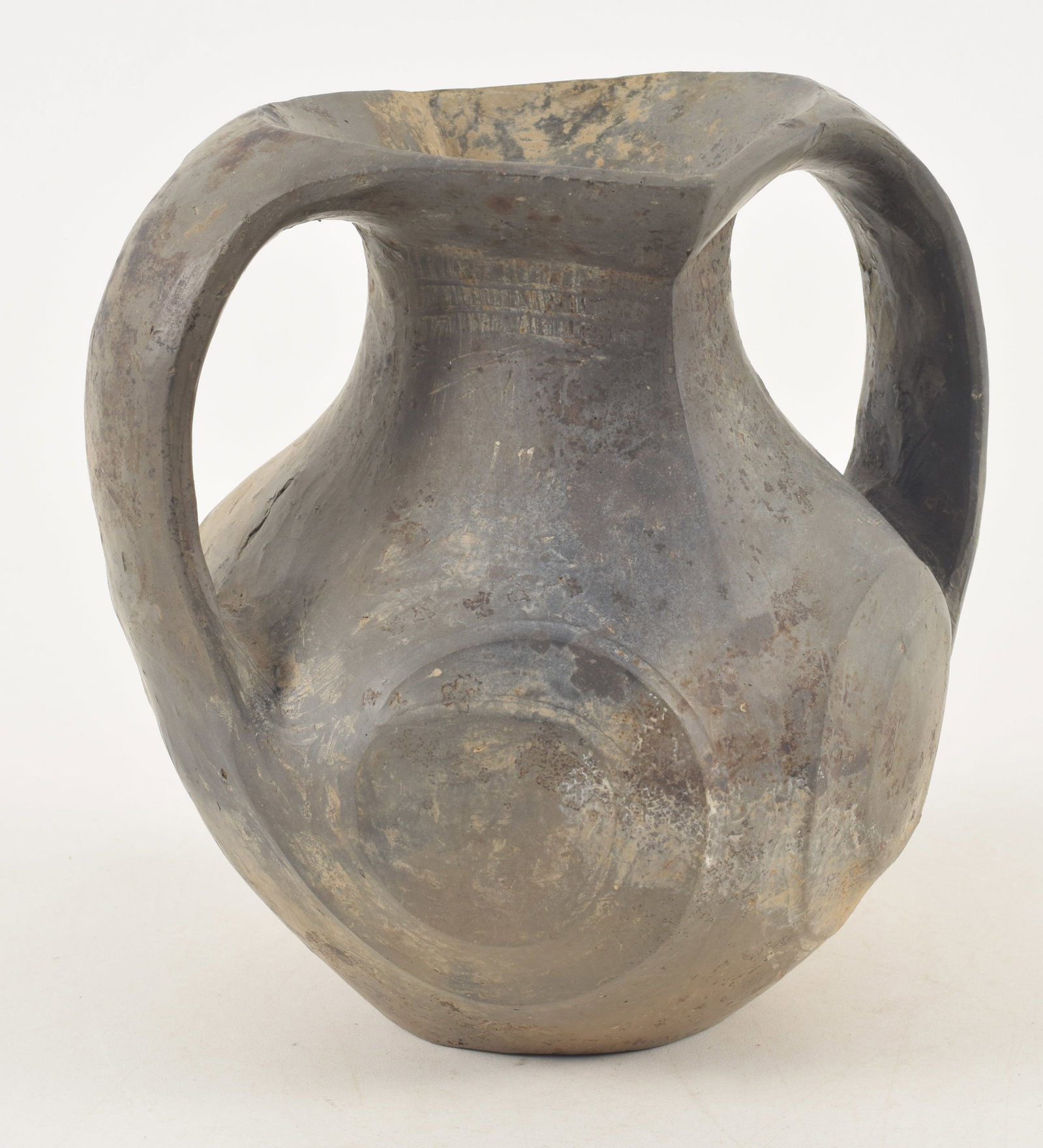 Blackware handled pitcher. China. Han period (206 BC - 212 AD). 7 x 6.75in. (1 of 7)