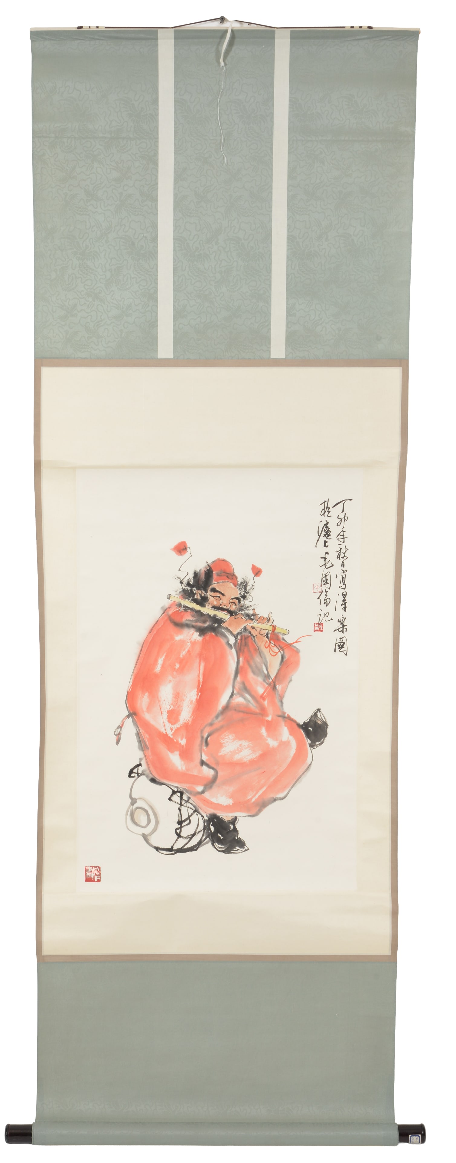 Chinese scroll painting. Gulon Mau, depicting mythical figure Zhong Kui. 28 x 18 (1 of 4)